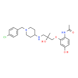 ChemSpider 2D Image | N-{2-[(2S)-3-{[1-(4-Chlorobenzyl)-4-piperidinyl]amino}-2-hydroxy-2-methylpropoxy]-4-hydroxyphenyl}acetamide | C24H32ClN3O4