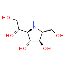 ChemSpider 2D Image | (2R,3R,4R,5R)-2-[(1S)-1,2-Dihydroxyethyl]-5-(hydroxymethyl)-3,4-pyrrolidinediol | C7H15NO5