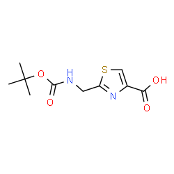 ChemSpider 2D Image | 2-(((tert-butoxycarbonyl)amino)methyl)thiazole-4-carboxylic acid | C10H14N2O4S
