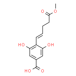 ChemSpider 2D Image | 3,5-Dihydroxy-4-[(1E)-5-methoxy-5-oxo-1-penten-1-yl]benzoic acid | C13H14O6