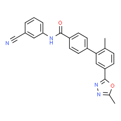 ChemSpider 2D Image | N-(3-Cyanophenyl)-2'-methyl-5'-(5-methyl-1,3,4-oxadiazol-2-yl)-4-biphenylcarboxamide | C24H18N4O2