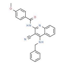 ChemSpider 2D Image | N-[4-(Benzylamino)-3-cyano-2-quinolinyl]-4-methoxybenzamide | C25H20N4O2