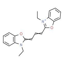 ChemSpider 2D Image | Benzoxazolium, 3-ethyl-2-(3-(3-ethyl-2(3H)-benzoxazolylidene)-1-propenyl)- | C21H21N2O2