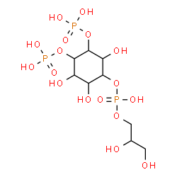 ChemSpider 2D Image | 4-{[(2,3-Dihydroxypropoxy)(hydroxy)phosphoryl]oxy}-3,5,6-trihydroxy-1,2-cyclohexanediyl bis[dihydrogen (phosphate)] | C9H21O17P3
