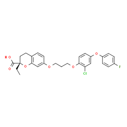 ChemSpider 2D Image | (2S)-7-{3-[2-Chloro-4-(4-fluorophenoxy)phenoxy]propoxy}-2-ethyl-2-chromanecarboxylic acid | C27H26ClFO6