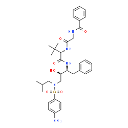 ChemSpider 2D Image | N-Benzoylglycyl-N-[(2S,3R)-4-{[(4-aminophenyl)sulfonyl](isobutyl)amino}-3-hydroxy-1-phenyl-2-butanyl]-3-methyl-L-valinamide | C35H47N5O6S
