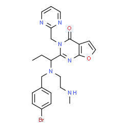 ChemSpider 2D Image | 2-(1-{(4-Bromobenzyl)[2-(methylamino)ethyl]amino}propyl)-3-(2-pyrimidinylmethyl)furo[2,3-d]pyrimidin-4(3H)-one | C24H27BrN6O2