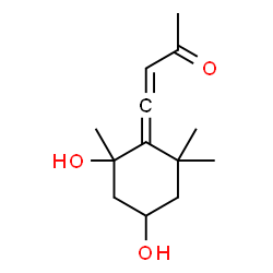 ChemSpider 2D Image | 4-(2,4-Dihydroxy-2,6,6-trimethylcyclohexylidene)-3-buten-2-one | C13H20O3