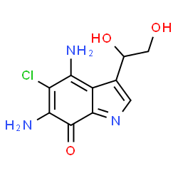ChemSpider 2D Image | 4,6-Diamino-5-chloro-3-(1,2-dihydroxyethyl)-7H-indol-7-one | C10H10ClN3O3