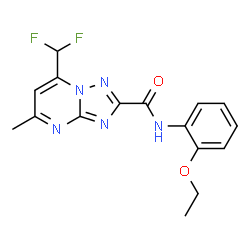 ChemSpider 2D Image | 7-(Difluoromethyl)-N-(2-ethoxyphenyl)-5-methyl[1,2,4]triazolo[1,5-a]pyrimidine-2-carboxamide | C16H15F2N5O2