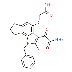 ChemSpider 2D Image | ({3-[Amino(oxo)acetyl]-1-benzyl-2-methyl-1,6,7,8-tetrahydrocyclopenta[g]indol-4-yl}oxy)acetic acid | C23H22N2O5