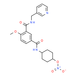 ChemSpider 2D Image | 4-({4-Methoxy-3-[(3-pyridinylmethyl)carbamoyl]benzoyl}amino)cyclohexyl nitrate | C21H24N4O6