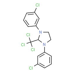 ChemSpider 2D Image | 1,3-bis(3-chlorphenyl)-2-(trichlormethyl)imidazolidin | C16H13Cl5N2