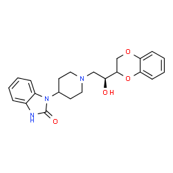 ChemSpider 2D Image | 1-{1-[(2S)-2-(2,3-Dihydro-1,4-benzodioxin-2-yl)-2-hydroxyethyl]-4-piperidinyl}-1,3-dihydro-2H-benzimidazol-2-one | C22H25N3O4