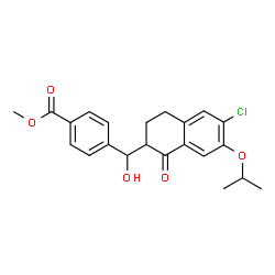 ChemSpider 2D Image | Methyl 4-[(6-chloro-7-isopropoxy-1-oxo-1,2,3,4-tetrahydro-2-naphthalenyl)(hydroxy)methyl]benzoate | C22H23ClO5