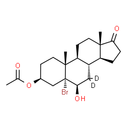 ChemSpider 2D Image | (3beta,5alpha,6beta)-5-Bromo-6-hydroxy-17-oxo(7,7-~2~H_2_)androstan-3-yl acetate | C21H29D2BrO4