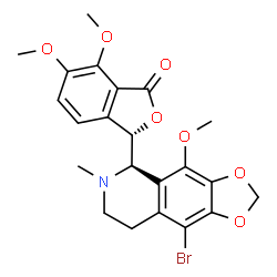 ChemSpider 2D Image | (3S)-3-[(5R)-9-Bromo-4-methoxy-6-methyl-5,6,7,8-tetrahydro[1,3]dioxolo[4,5-g]isoquinolin-5-yl]-6,7-dimethoxy-2-benzofuran-1(3H)-one | C22H22BrNO7