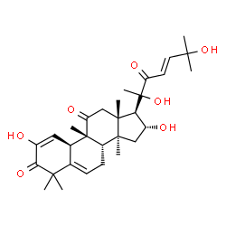 ChemSpider 2D Image | (4R,9beta,16alpha,23E)-2,16,20,25-Tetrahydroxy-9,10,14-trimethyl-4,9-cyclo-9,10-secocholesta-2,5,23-triene-1,11,22-trione | C30H42O7