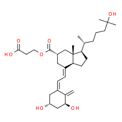 ChemSpider 2D Image | 3-({[(1S,3R,5Z,7E,11alpha)-1,3,25-Trihydroxy-9,10-secocholesta-5,7,10-trien-11-yl]carbonyl}oxy)propanoic acid | C31H48O7