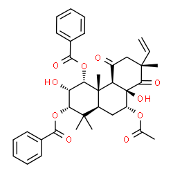 ChemSpider 2D Image | (1alpha,2alpha,3alpha,7alpha,13alpha)-7-Acetoxy-2,8-dihydroxy-11,14-dioxopimar-15-ene-1,3-diyl dibenzoate | C36H40O10