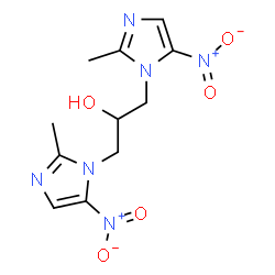 ChemSpider 2D Image | 1,3-Bis(2-methyl-5-nitro-1H-imidazol-1-yl)-2-propanol | C11H14N6O5