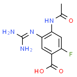 ChemSpider 2D Image | 4-Acetamido-5-[(diaminomethylene)amino]-2-fluorobenzoic acid | C10H11FN4O3