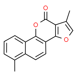 ChemSpider 2D Image | 1,6-Dimethyl-11H-benzo[h]furo[3,2-c]chromen-11-one | C17H12O3