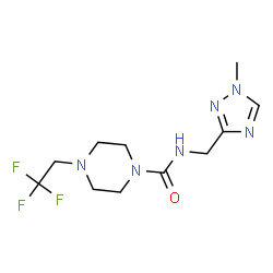 ChemSpider 2D Image | N-[(1-Methyl-1H-1,2,4-triazol-3-yl)methyl]-4-(2,2,2-trifluoroethyl)-1-piperazinecarboxamide | C11H17F3N6O