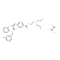 ChemSpider 2D Image | N-[2-(Dipropylamino)ethyl]-4-{(E)-[4-(3-methylbenzyl)-3-oxo-3,4-dihydro-2H-1,4-benzothiazin-2-ylidene]methyl}benzamide ethanedioate (1:1) | C34H39N3O6S