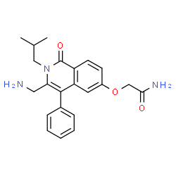 ChemSpider 2D Image | 2-{[3-(Aminomethyl)-2-isobutyl-1-oxo-4-phenyl-1,2-dihydro-6-isoquinolinyl]oxy}acetamide | C22H25N3O3