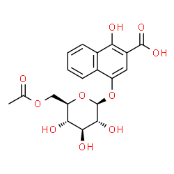 ChemSpider 2D Image | 4-[(6-O-Acetyl-beta-D-glucopyranosyl)oxy]-1-hydroxy-2-naphthoic acid | C19H20O10