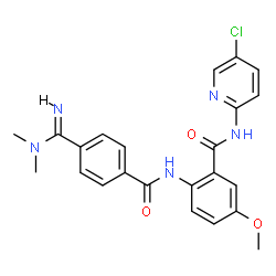 ChemSpider 2D Image | N-(5-Chloro-2-pyridinyl)-2-{[4-(N,N-dimethylcarbamimidoyl)benzoyl]amino}-5-methoxybenzamide | C23H22ClN5O3