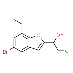 ChemSpider 2D Image | 1-(5-Bromo-7-ethyl-1-benzofuran-2-yl)-2-chloroethanol | C12H12BrClO2