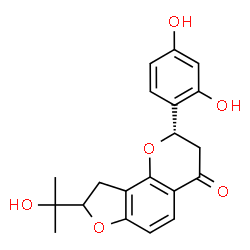 ChemSpider 2D Image | (2S)-2-(2,4-Dihydroxyphenyl)-8-(2-hydroxy-2-propanyl)-2,3,8,9-tetrahydro-4H-furo[2,3-h]chromen-4-one | C20H20O6
