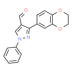 ChemSpider 2D Image | 3-(2,3-Dihydro-1,4-benzodioxin-6-yl)-1-phenyl-1H-pyrazole-4-carbaldehyde | C18H14N2O3