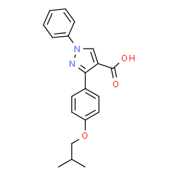 ChemSpider 2D Image | 3-(4-Isobutoxyphenyl)-1-phenyl-1H-pyrazole-4-carboxylic acid | C20H20N2O3