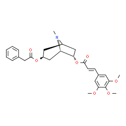 ChemSpider 2D Image | (1R,3S,5S,6S)-8-Methyl-3-(2-phenylacetoxy)-8-azabicyclo[3.2.1]oct-6-yl (2E)-3-(3,4,5-trimethoxyphenyl)acrylate | C28H33NO7