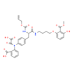 ChemSpider 2D Image | 2-{4-[2-(S)-ALLYLOXYCARBONYLAMINO-3-{4-[(2-CARBOXY-PHENYL)-OXALYL-AMINO]-PHENYL}-PROPIONYLAMINO]-BUTOXY}-6-HYDROXY-BENZOIC ACID METHYL ESTER | C34H35N3O12