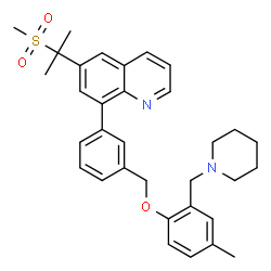 ChemSpider 2D Image | 8-(3-{[4-Methyl-2-(1-piperidinylmethyl)phenoxy]methyl}phenyl)-6-[2-(methylsulfonyl)-2-propanyl]quinoline | C33H38N2O3S