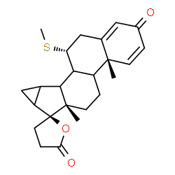 ChemSpider 2D Image | (4aR,6aS,7S,9R)-4a,6a-Dimethyl-9-(methylsulfanyl)-4b,6,6a,7a,8,8a,8b,8c,9,10-decahydro-3'H,4aH-spiro[cyclopropa[4,5]cyclopenta[1,2-a]phenanthrene-7,2'-furan]-2,5'(4'H,5H)-dione | C24H30O3S