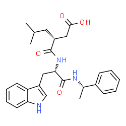 ChemSpider 2D Image | (3R)-3-{[(2S)-3-(1H-Indol-3-yl)-1-oxo-1-{[(1S)-1-phenylethyl]amino}-2-propanyl]carbamoyl}-5-methylhexanoic acid | C27H33N3O4