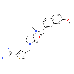 ChemSpider 2D Image | 4-{[(3S)-3-{[(7-Methoxy-2-naphthyl)sulfonyl](methyl)amino}-2-oxo-1-pyrrolidinyl]methyl}-2-thiophenecarboximidamide | C22H24N4O4S2