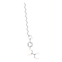 ChemSpider 2D Image | (2S,3S)-4-[4-(5-Pentadecyl-1,3,4-thiadiazol-2-yl)phenoxy]-1,2,3-butanetriol | C27H44N2O4S