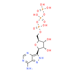 ChemSpider 2D Image | (5R)-5-(7-Amino-2H-pyrazolo[4,3-d]pyrimidin-3-yl)-2,5-anhydro-1-O-(hydroxy{[hydroxy(phosphonooxy)phosphoryl]oxy}phosphoryl)-D-ribitol | C10H16N5O13P3