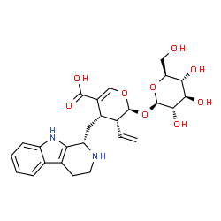ChemSpider 2D Image | (2S,3R,4S)-2-(beta-L-Glucopyranosyloxy)-4-[(1S)-2,3,4,9-tetrahydro-1H-beta-carbolin-1-ylmethyl]-3-vinyl-3,4-dihydro-2H-pyran-5-carboxylic acid | C26H32N2O9