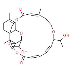 ChemSpider 2D Image | (12'Z,18'Z,20'Z)-27'-Hydroxy-17'-(1-hydroxyethyl)-5',13',25'-trimethyl-11'H,22'H-spiro[oxirane-2,26'-[2,10,16,23]tetraoxatetracyclo[22.2.1.0~3,8~.0~8,25~]heptacosa[4,12,18,20]tetraene]-11',22'-dione | C29H38O9
