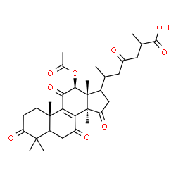 ChemSpider 2D Image | (5xi,12beta,17xi,20xi)-12-Acetoxy-3,7,11,15,23-pentaoxolanost-8-en-26-oic acid | C32H42O9