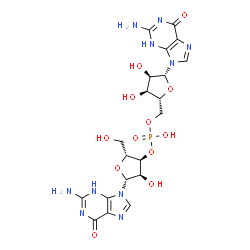 ChemSpider 2D Image | [(2R,3S,4R,5R)-5-(2-Amino-6-oxo-3,6-dihydro-9H-purin-9-yl)-3,4-dihydroxytetrahydro-2-furanyl]methyl (2R,3S,4R,5R)-5-(2-amino-6-oxo-3,6-dihydro-9H-purin-9-yl)-4-hydroxy-2-(hydroxymethyl)tetrahydro-3-fu
ranyl hydrogen phosphate | C20H25N10O12P