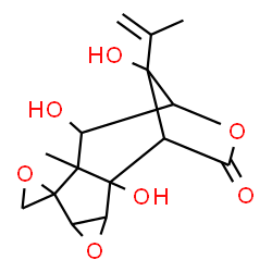 ChemSpider 2D Image | 2,8,12-Trihydroxy-12-isopropenyl-7-methyl-11H-spiro[4,10-dioxatetracyclo[7.2.1.0~2,7~.0~3,5~]dodecane-6,2'-oxiran]-11-one | C15H18O7