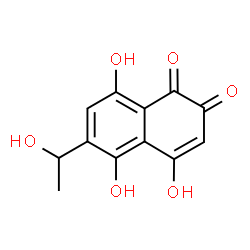 ChemSpider 2D Image | 4,5,8-Trihydroxy-6-(1-hydroxyethyl)-1,2-naphthalenedione | C12H10O6